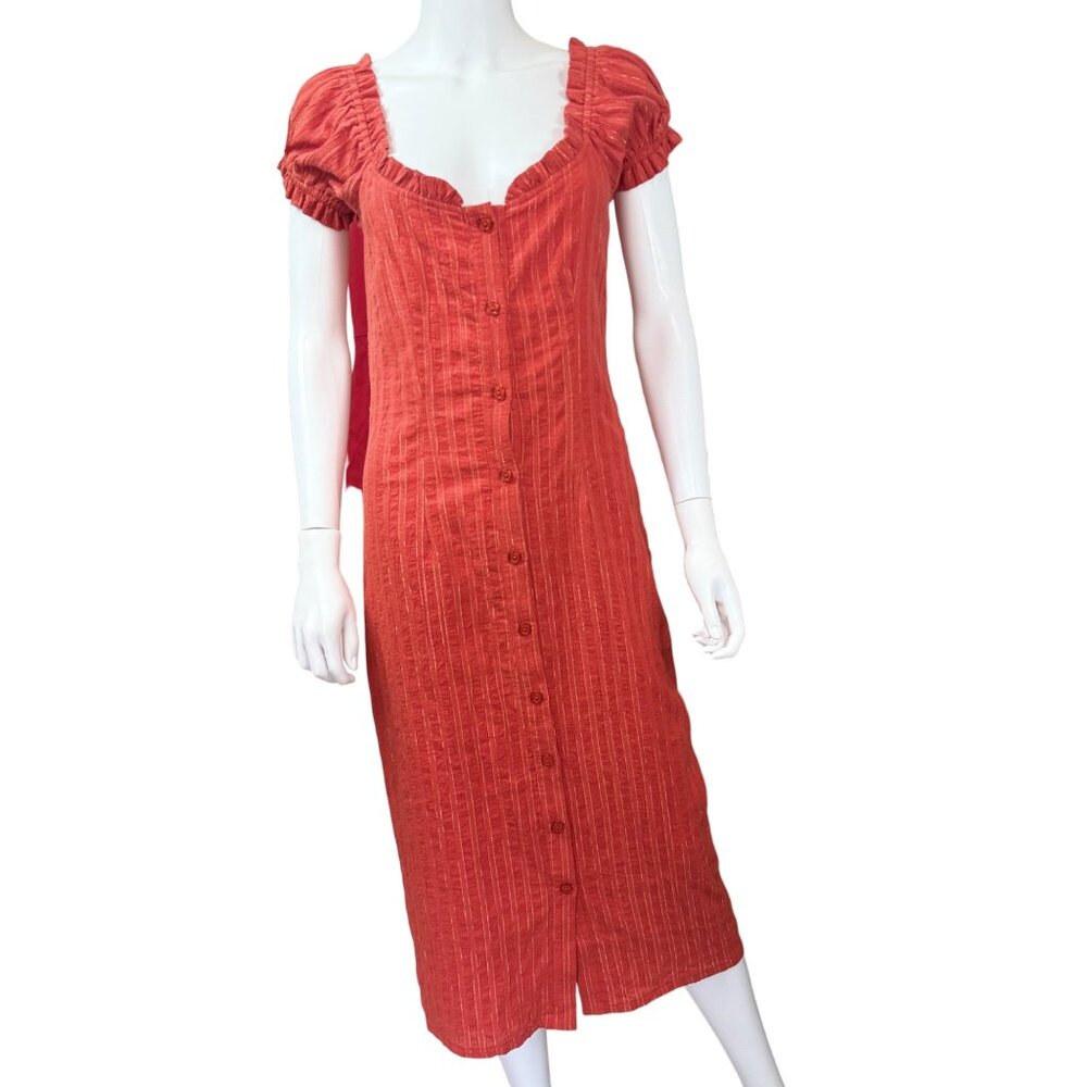Rachel Pally Crinkle Gauze Martina Dress Womens M Grenadine Button Down Midi